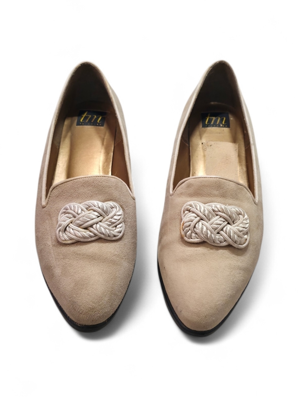 Taupe Suede Knot Loafers for Women